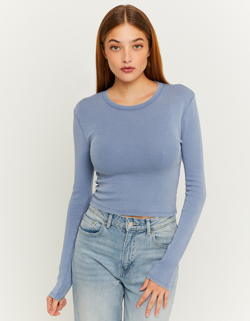 TALLY WEiJL, T-shirt à manches longues bleu Dye Wash for Women