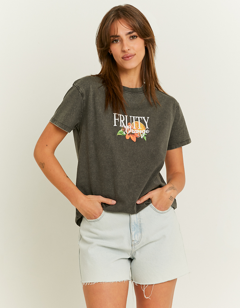 TALLY WEiJL, Graues Oversize T-Shirt mit Print for Women