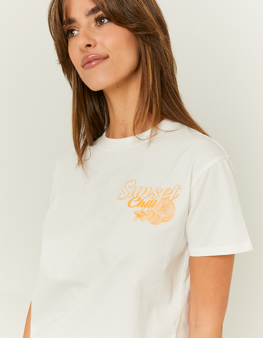 TALLY WEiJL, White Printed Oversize T-shirt for Women