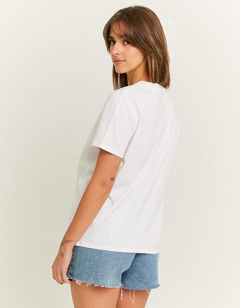 TALLY WEiJL, T-Shirt Court Oversize Blanc Imprimé for Women