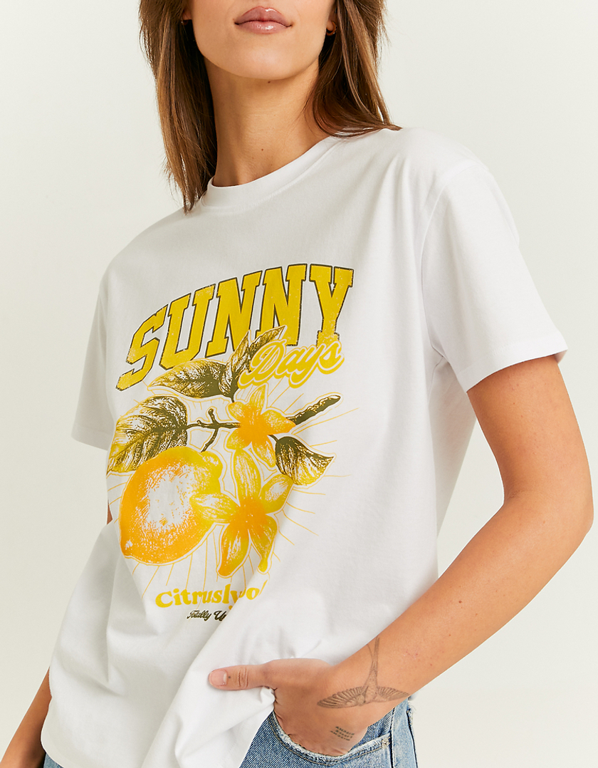 TALLY WEiJL, White Printed Oversize T-shirt for Women