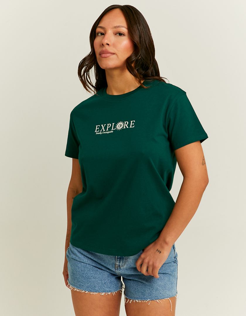 TALLY WEiJL, T-Shirt Vert Imprimé Coupe Classique for Women