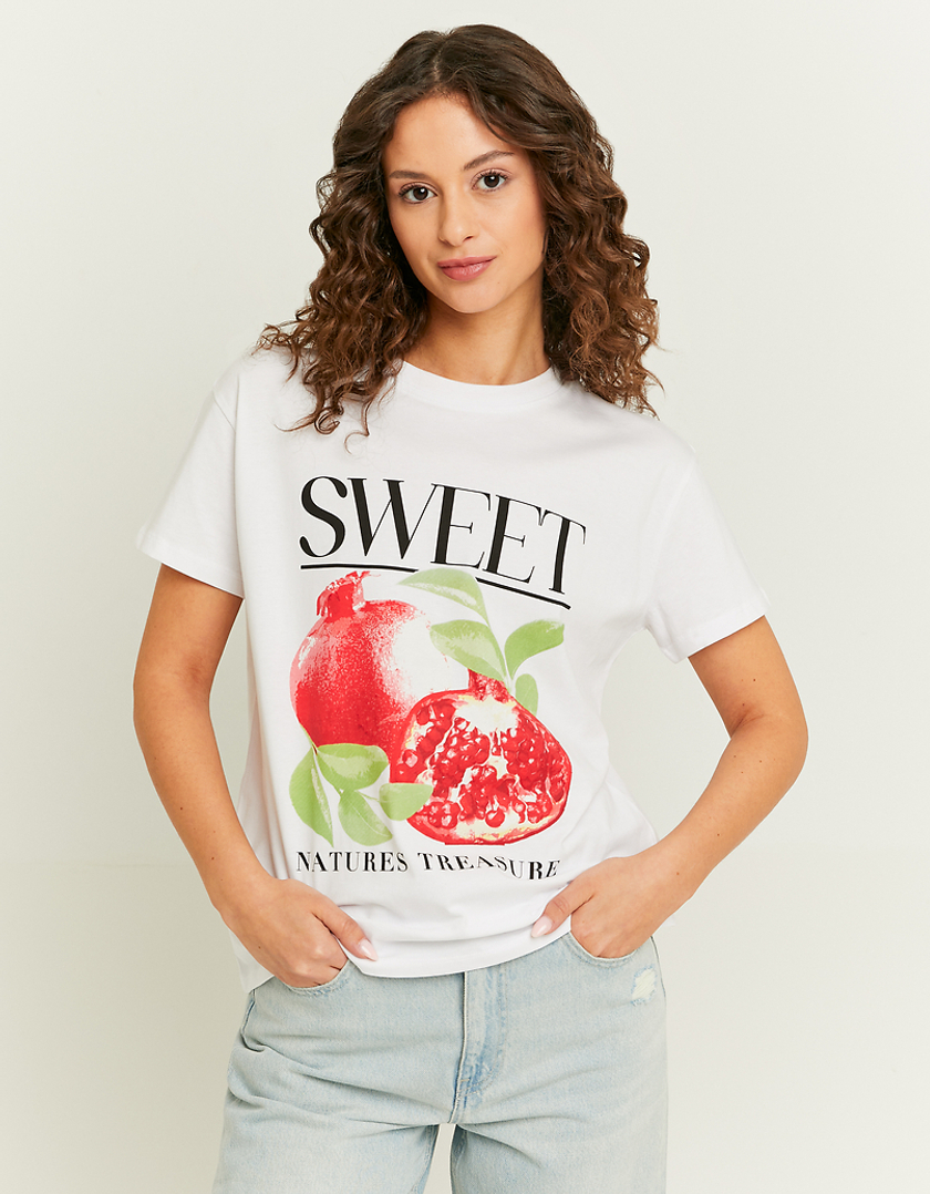 TALLY WEiJL, White Oversize Printed T-shirt for Women