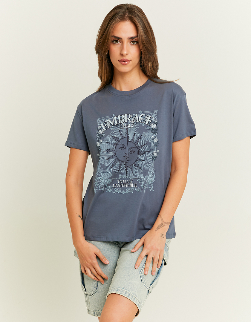 TALLY WEiJL, Blue Printed T-Shirt for Women