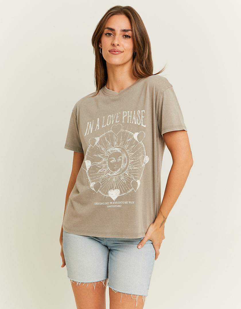 TALLY WEiJL, Grey Printed T-Shirt for Women