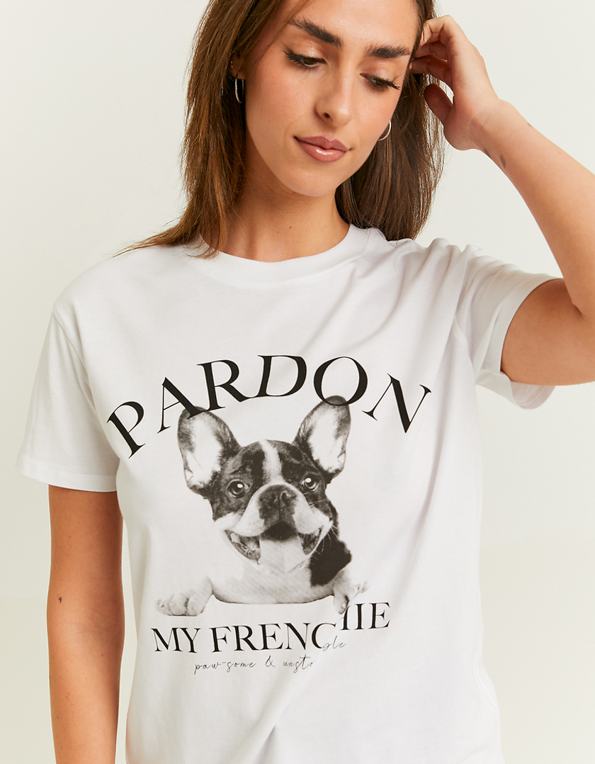 TALLY WEiJL, Weißes T-Shirt mit Hund for Women