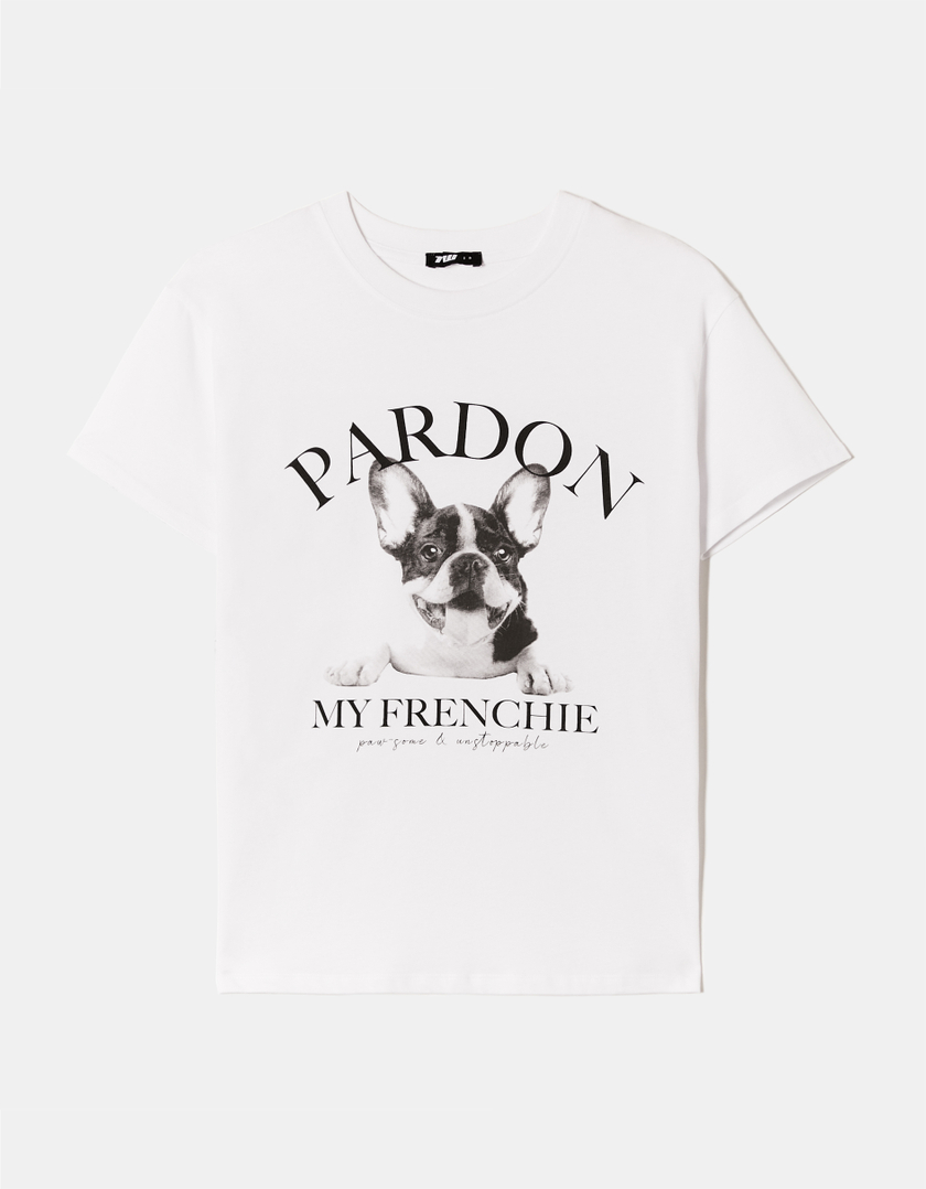 TALLY WEiJL, Weißes T-Shirt mit Hund for Women