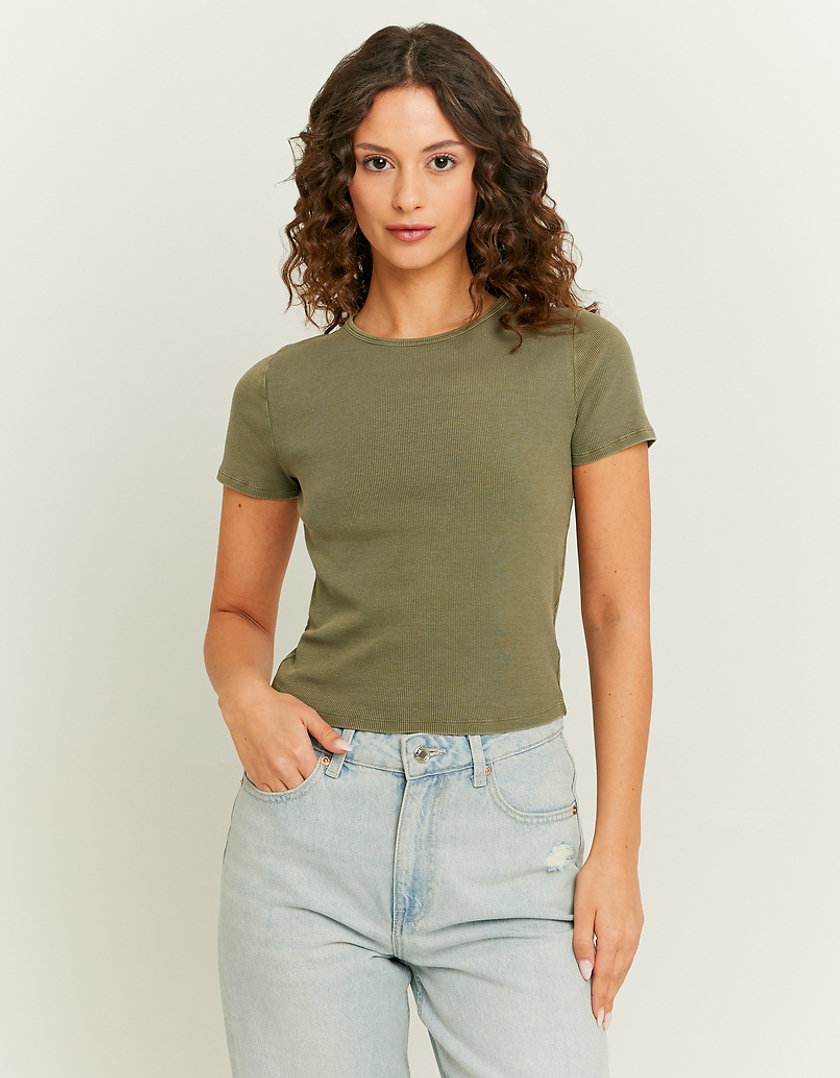 TALLY WEiJL, Deep Khaki Basic T-shirt for Women