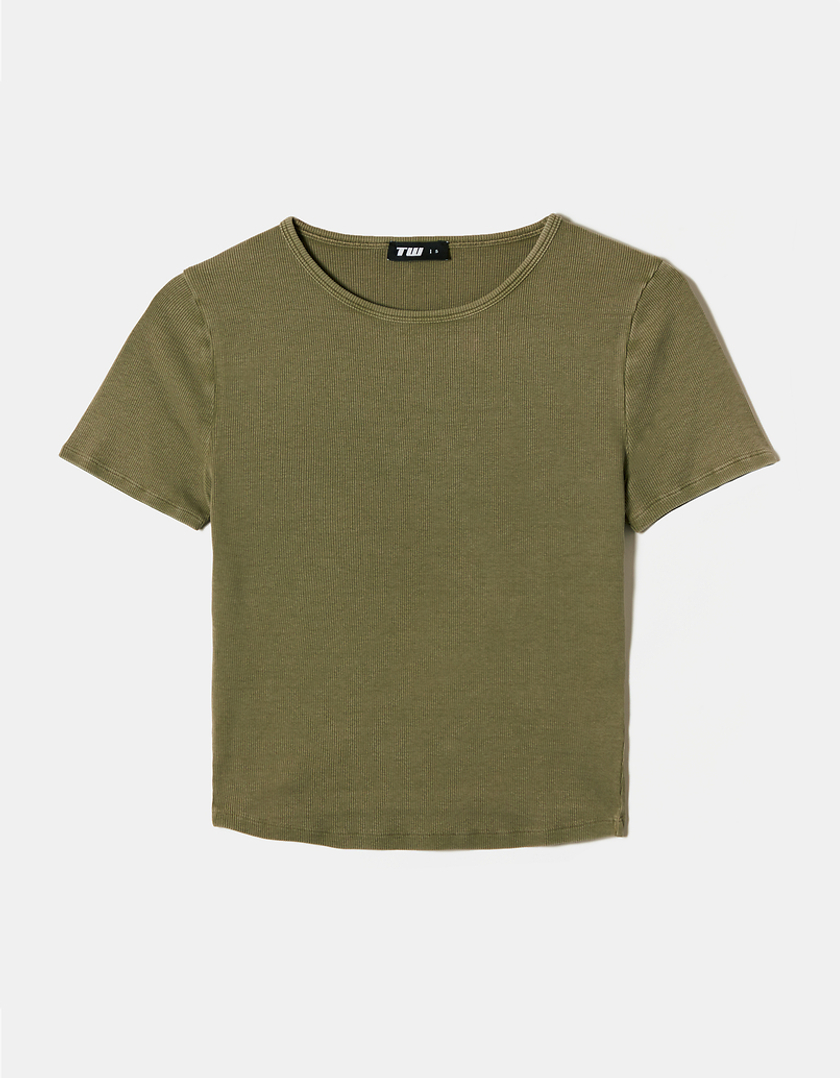 TALLY WEiJL, Deep Khaki Basic T-shirt for Women