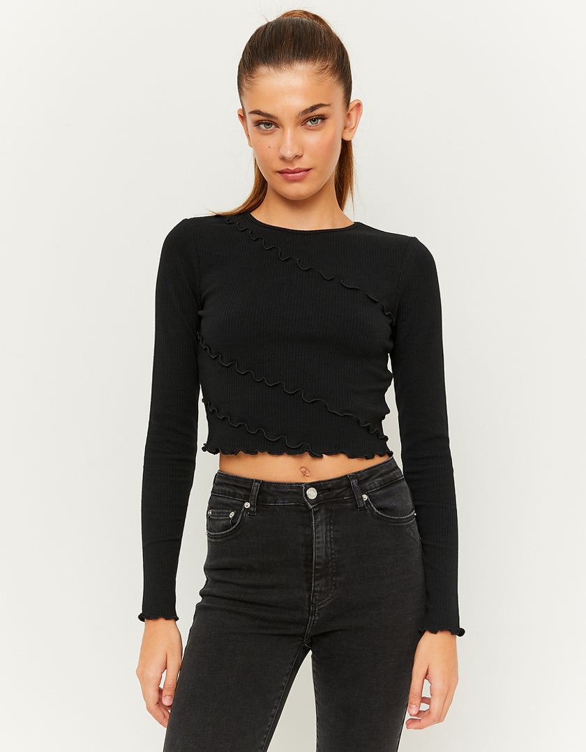 TALLY WEiJL, Μπλούζα Cropped Basic Μαύρη for Women