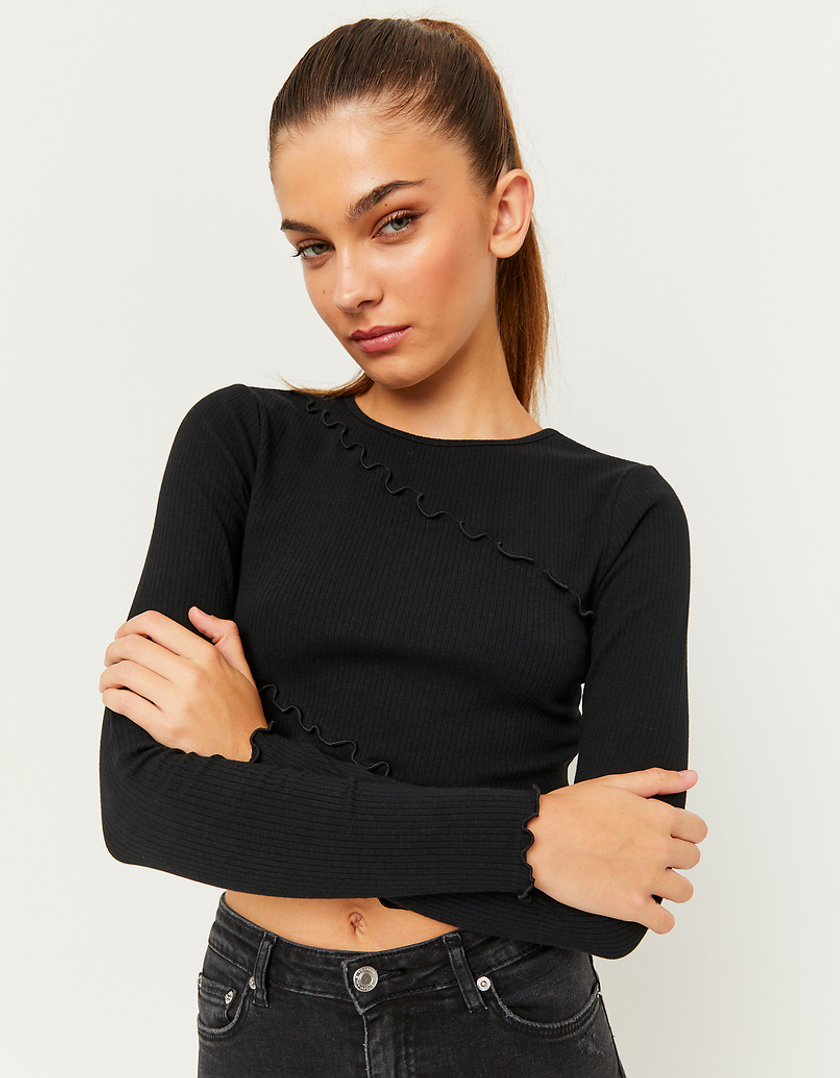 TALLY WEiJL, Μπλούζα Cropped Basic Μαύρη for Women