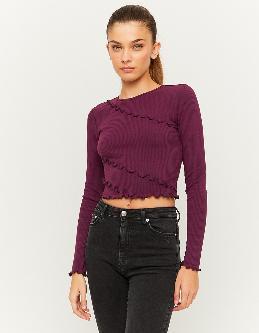 TALLY WEiJL, Μπλούζα Cropped Basic Μωβ for Women