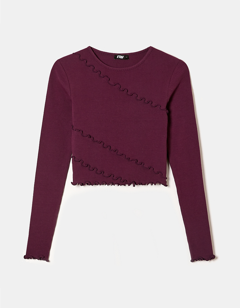 TALLY WEiJL, Purple Cropped Basic T-Shirt for Women