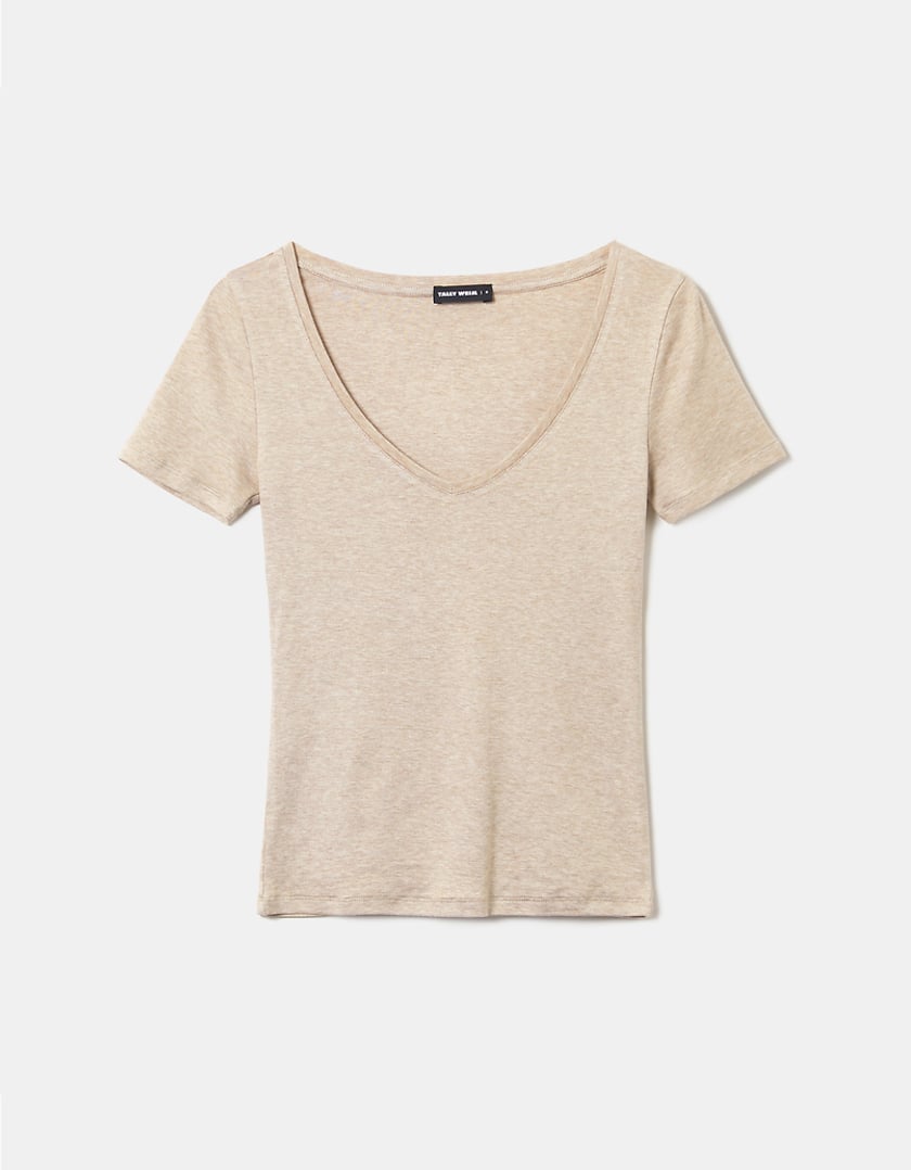 TALLY WEiJL, Μπεζ Basic T-Shirt for Women