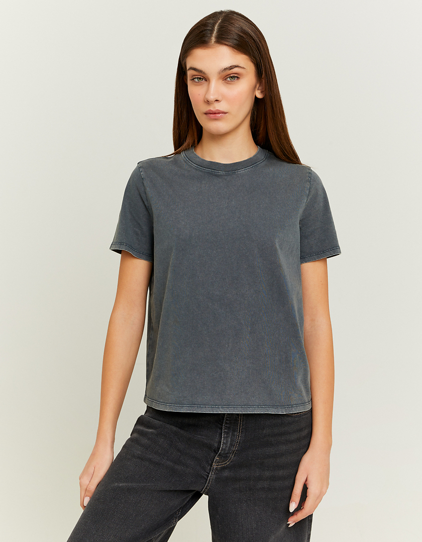 TALLY WEiJL, Khaki Acid Wash Basic T-shirt for Women