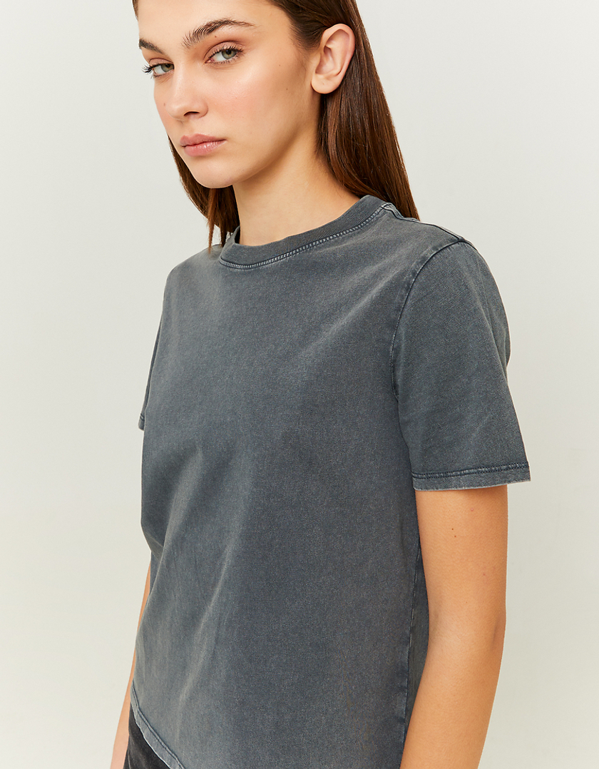 TALLY WEiJL, Khaki Acid Wash Basic T-shirt for Women