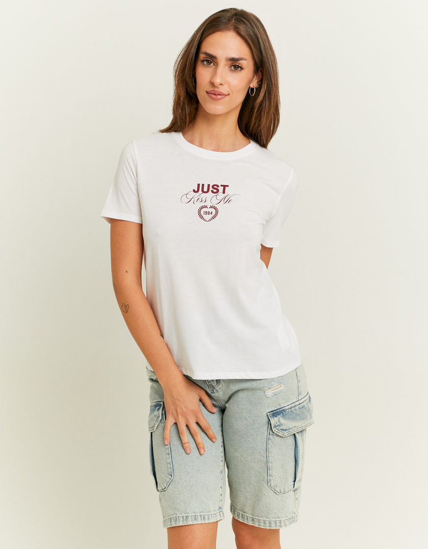 TALLY WEiJL, White Printed T-Shirt for Women