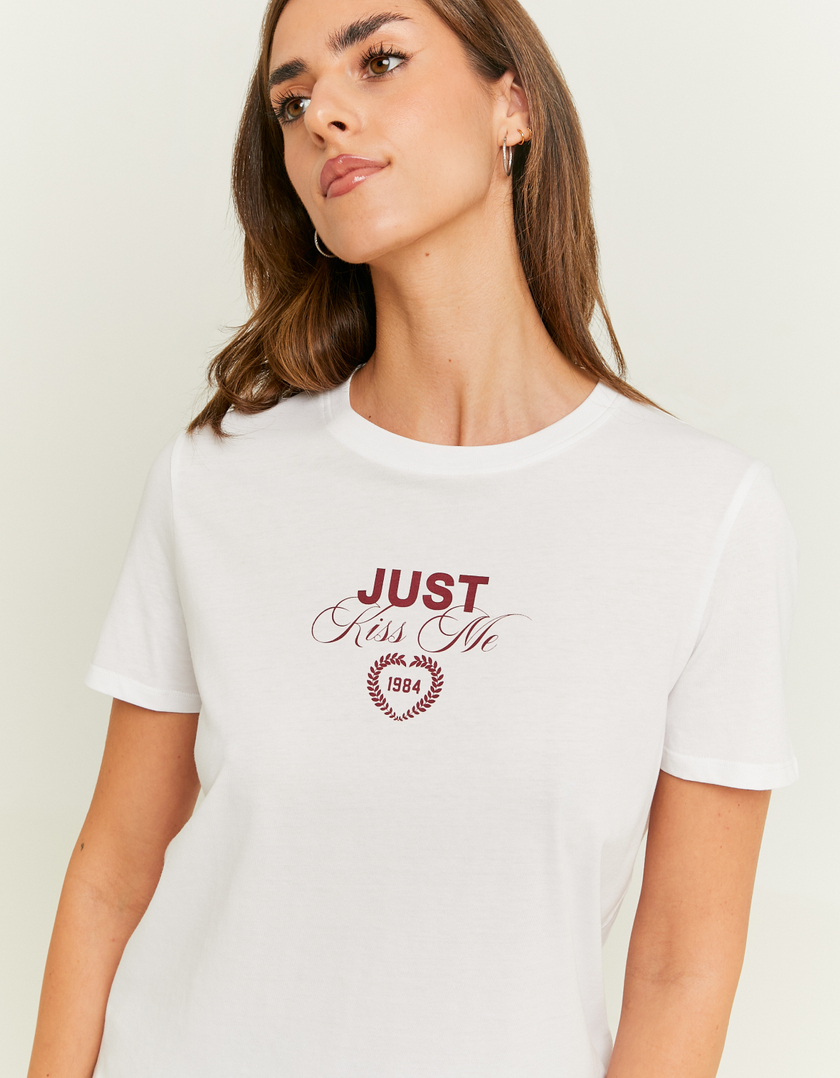 TALLY WEiJL, White Printed T-Shirt for Women