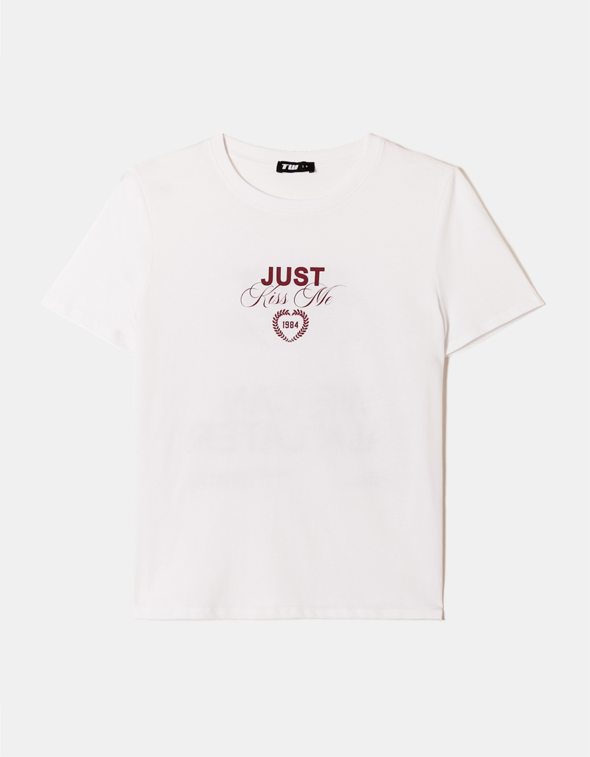 TALLY WEiJL, White Printed T-Shirt for Women