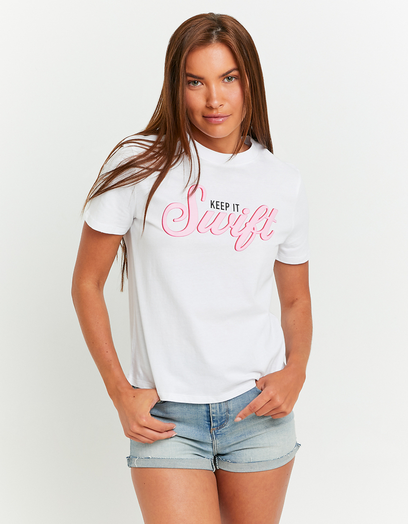 TALLY WEiJL, White Printed Regular T-shirt for Women