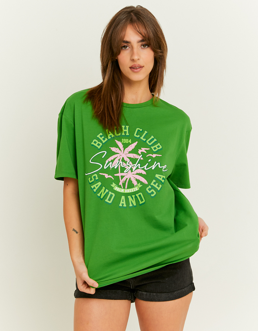 TALLY WEiJL, Green Oversize Printed T-shirt for Women