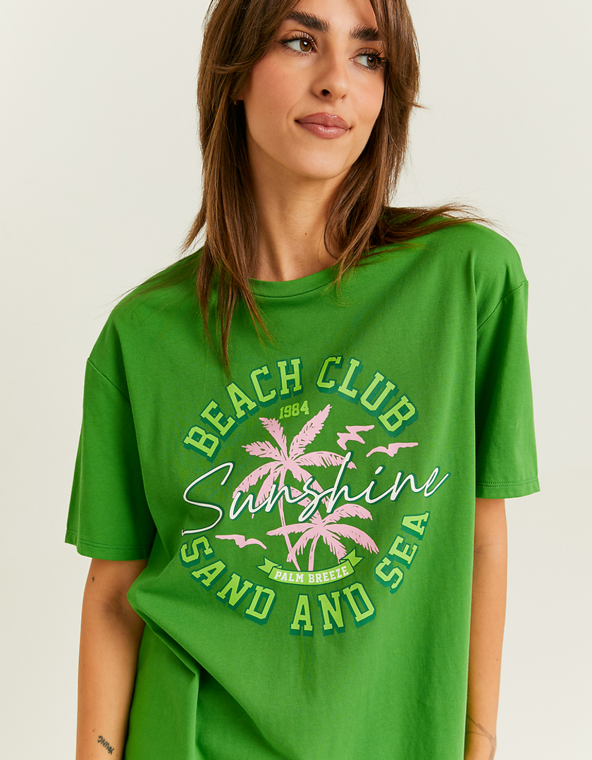 TALLY WEiJL, Green Oversize Printed T-shirt for Women