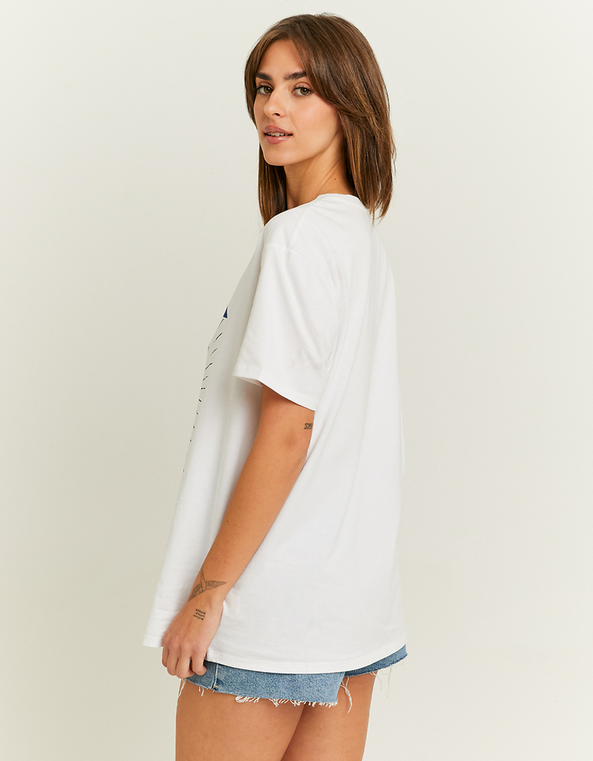 TALLY WEiJL, T-Shirt Court Oversize Blanc Imprimé for Women