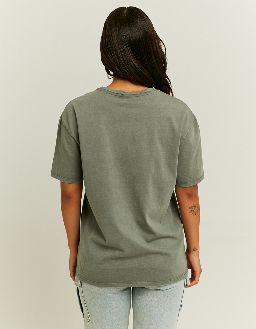 TALLY WEiJL, T-Shirt Oversize Vert Imprimé for Women