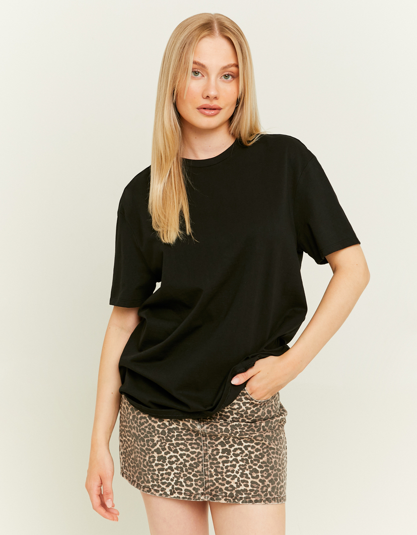 TALLY WEiJL, Black Oversized Basic T-Shirt for Women