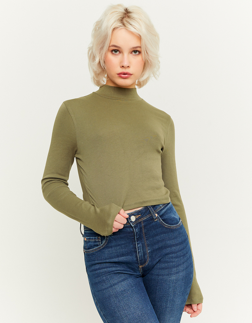 TALLY WEiJL, Green Cropped Basic T-shirt for Women