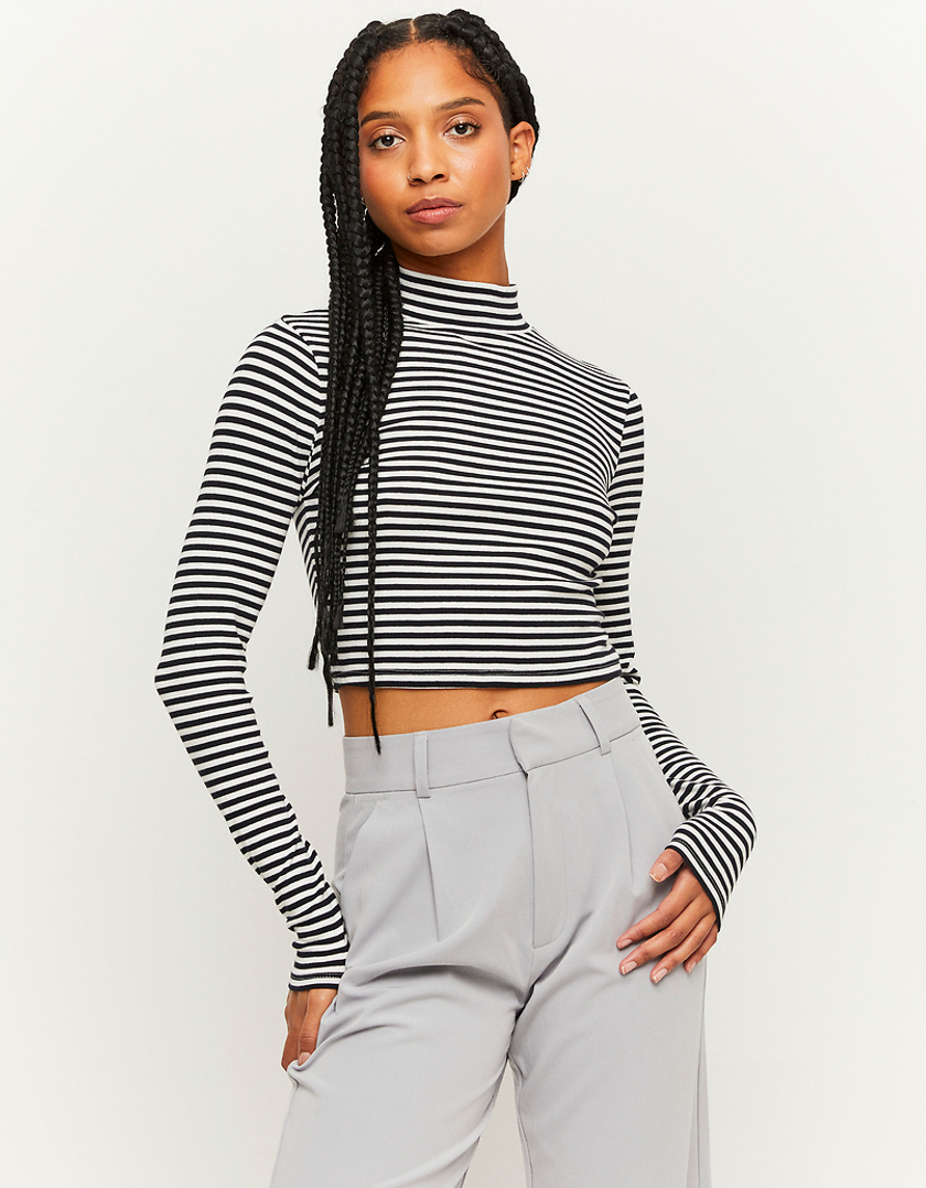 TALLY WEiJL, Striped Cropped Basic T-Shirt for Women