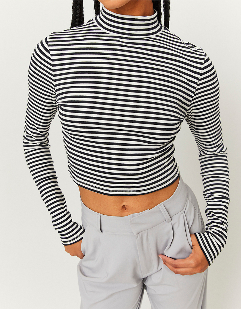 TALLY WEiJL, Striped Cropped Basic T-Shirt for Women