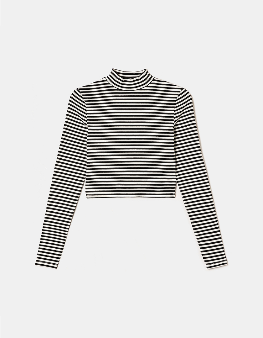 TALLY WEiJL, Striped Cropped Basic T-Shirt for Women