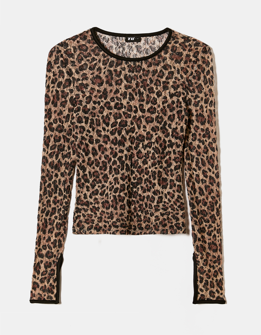 TALLY WEiJL, Mesh Top mit Leo-Print for Women