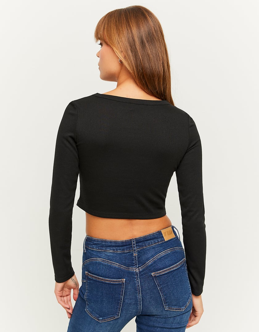 TALLY WEiJL, Black Ribbed Cut Out Top for Women