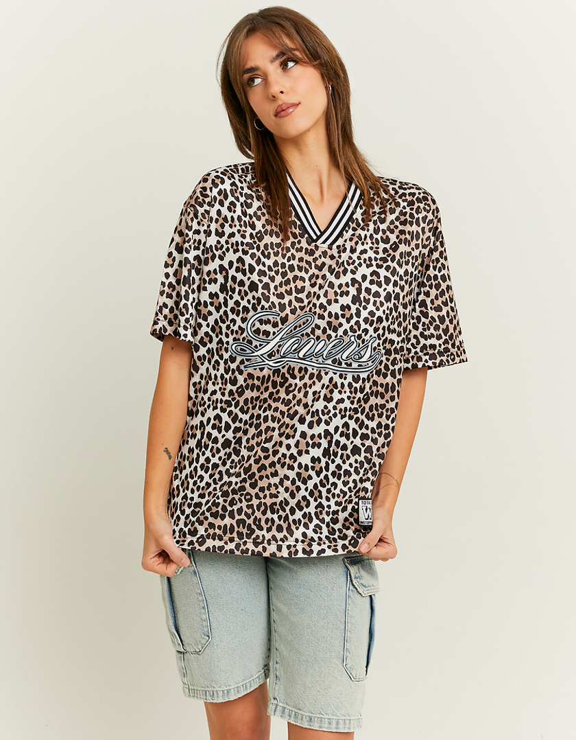 TALLY WEiJL, Leo Print Oversize Football T-shirt for Women