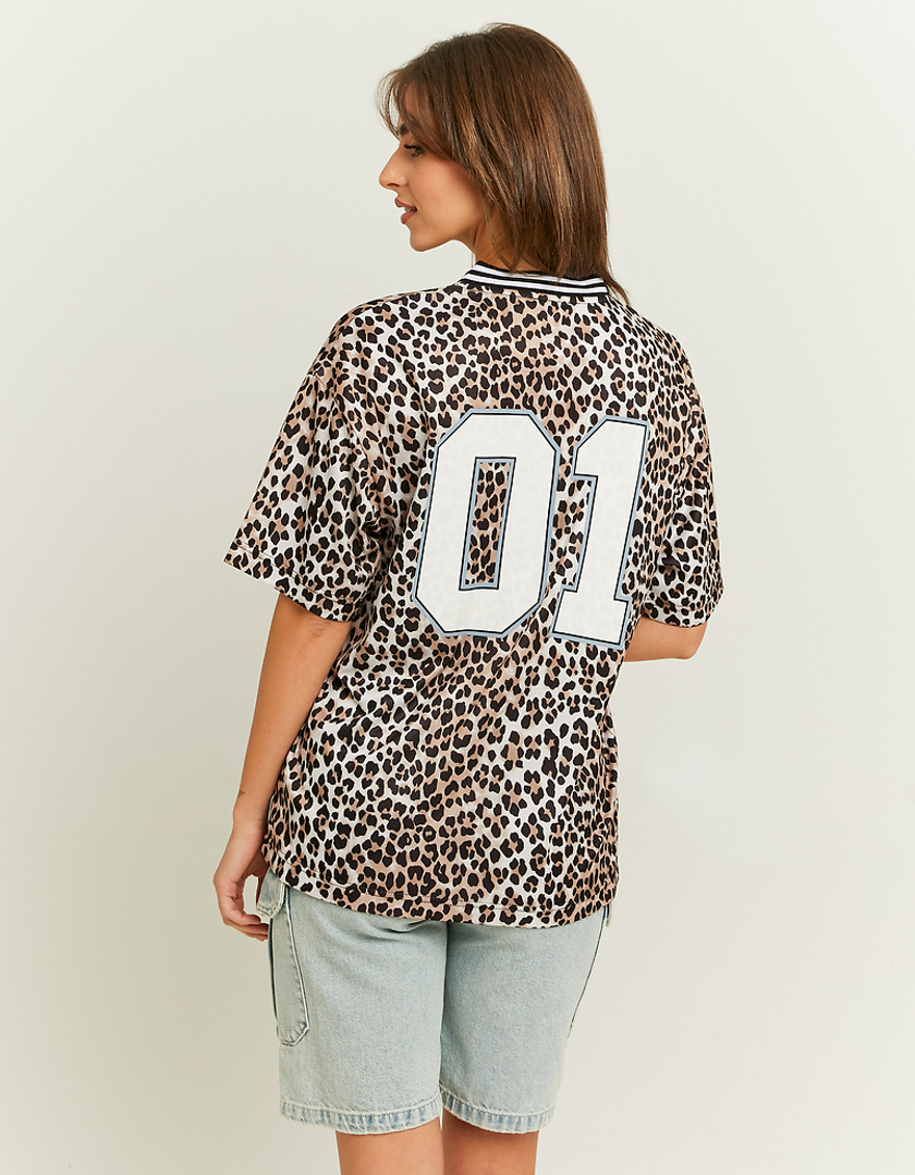 TALLY WEiJL, Leo Print Oversize Football T-shirt for Women