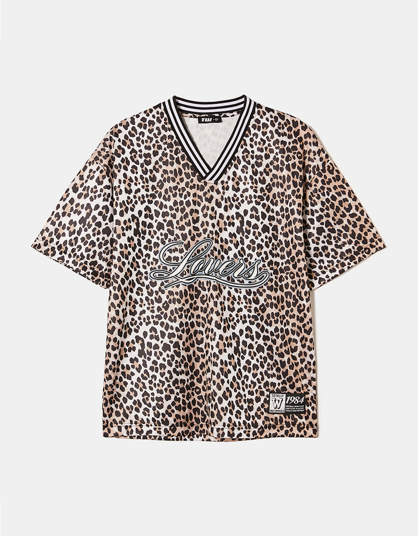 TALLY WEiJL, Leo Print Oversize Football T-shirt for Women