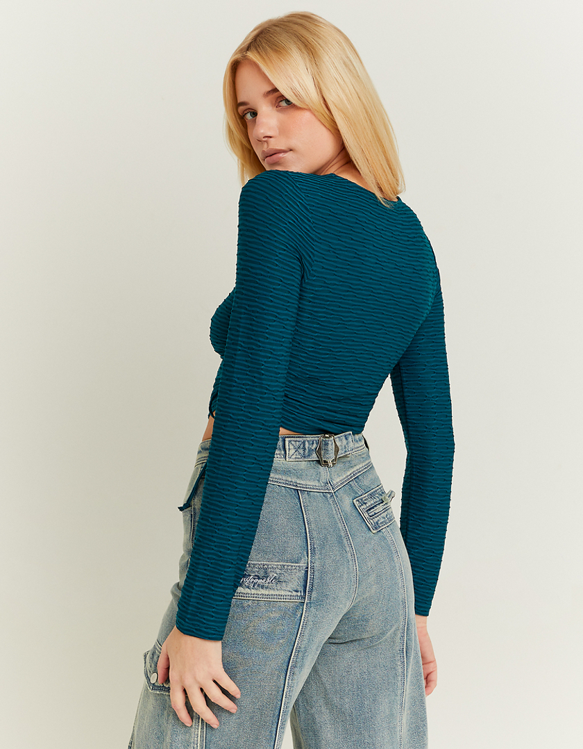 TALLY WEiJL, Blue Crop Top with Lateral Lace Up for Women