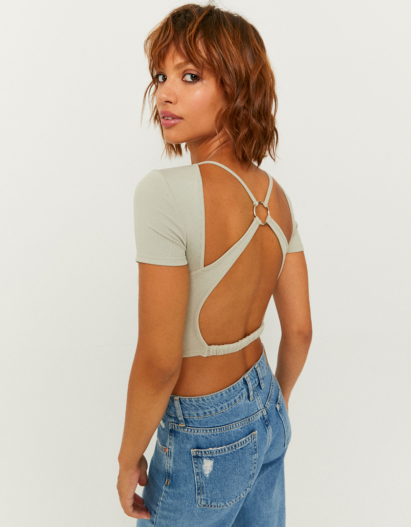 TALLY WEiJL, Μπεζ Cropped Cut out  Top for Women