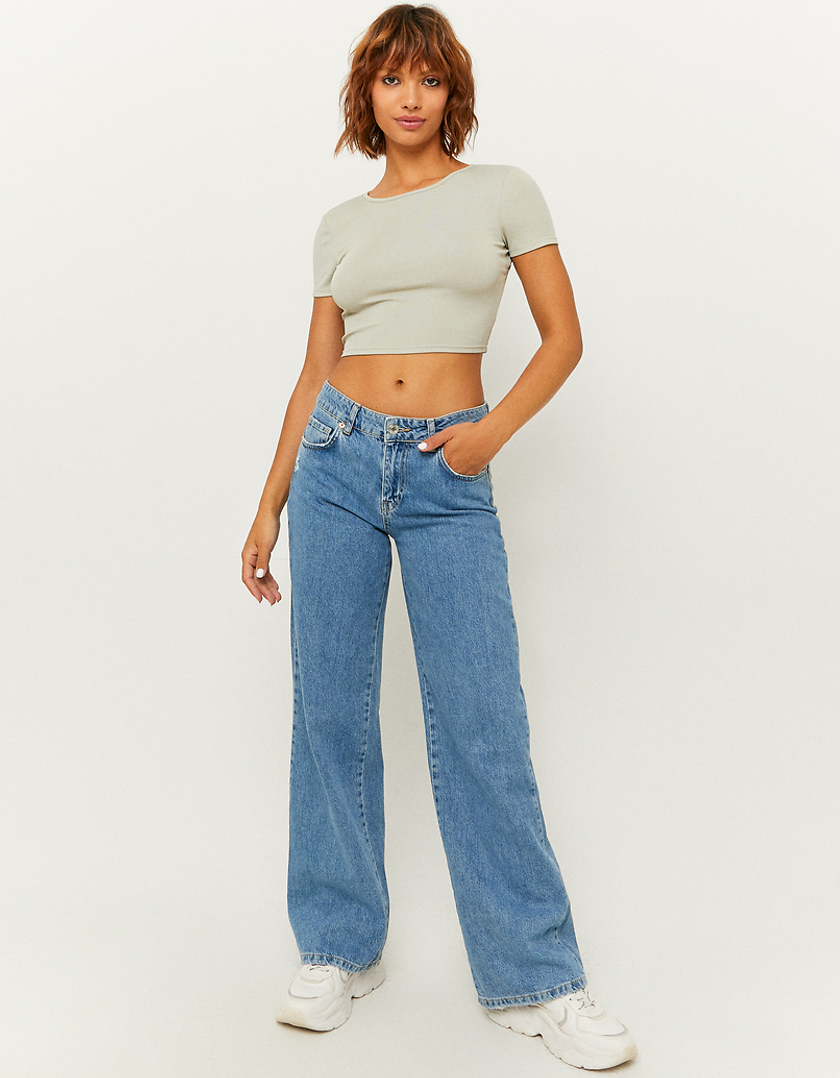 TALLY WEiJL, Μπεζ Cropped Cut out  Top for Women