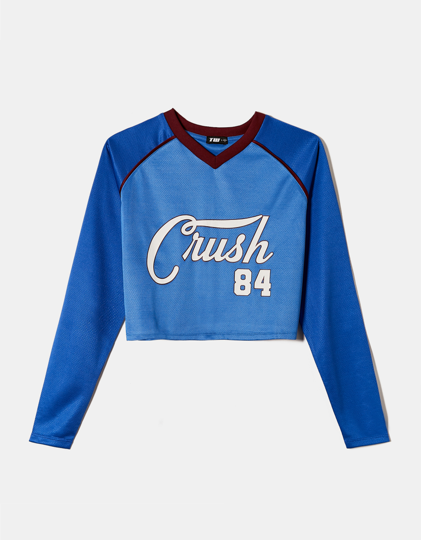 TALLY WEiJL, Blaues Cropped Fussball T-Shirt for Women