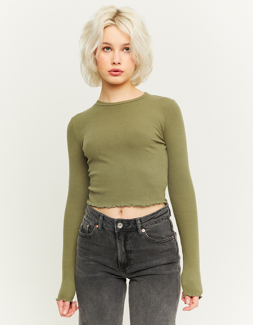 TALLY WEiJL, Green Basic Long Sleeves T-Shirt for Women