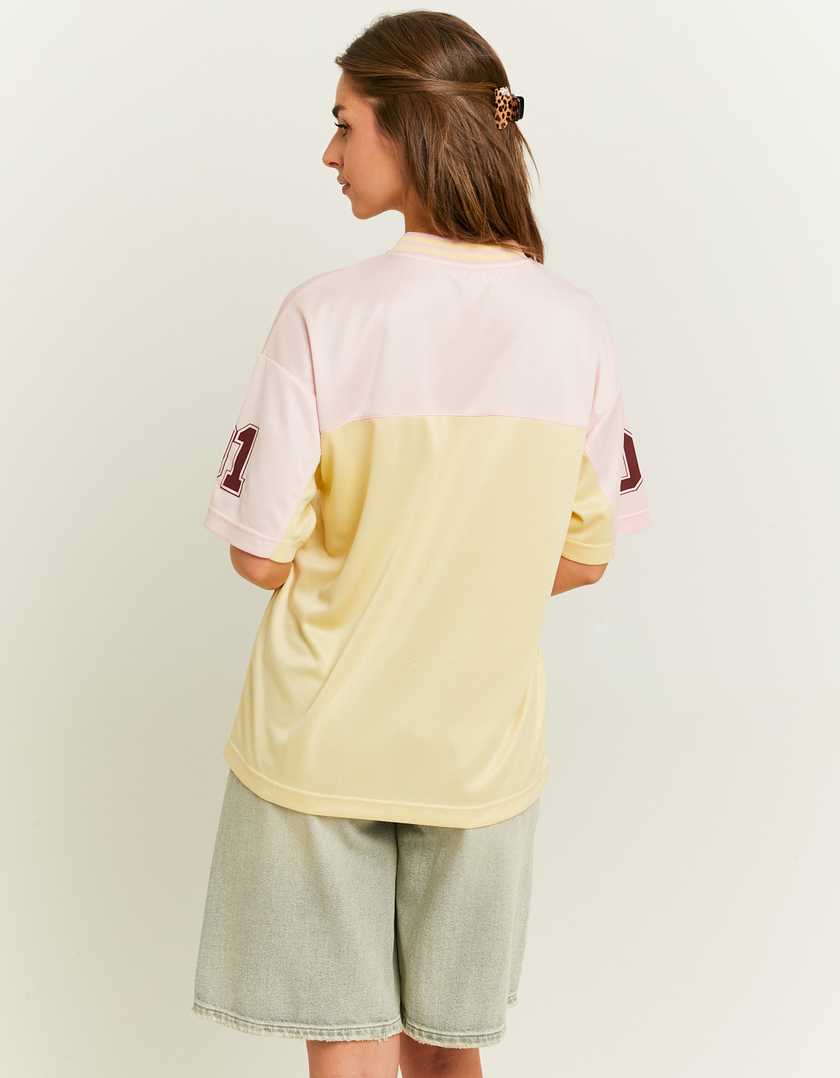 TALLY WEiJL, White and Yellow Football T-Shirt for Women