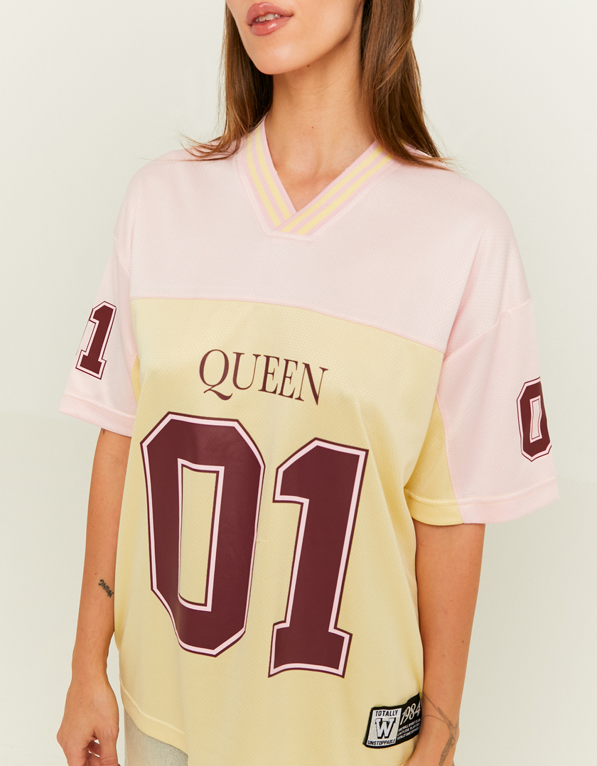 TALLY WEiJL, Football T-shirt Bianca e Gialla for Women