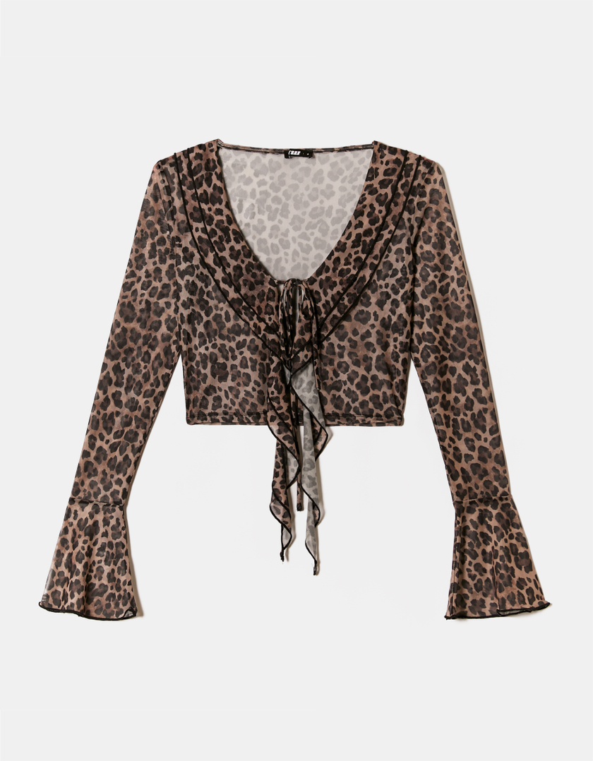 TALLY WEiJL, Top A Maniche Lunghe Stampa Animalier Leo for Women