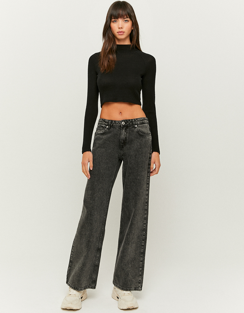 TALLY WEiJL, Black Long Sleeves Crop Top for Women