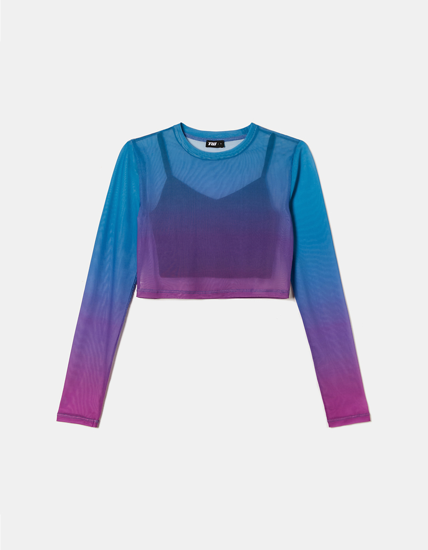 TALLY WEiJL, Tie Dye Mesh Cropped Top for Women