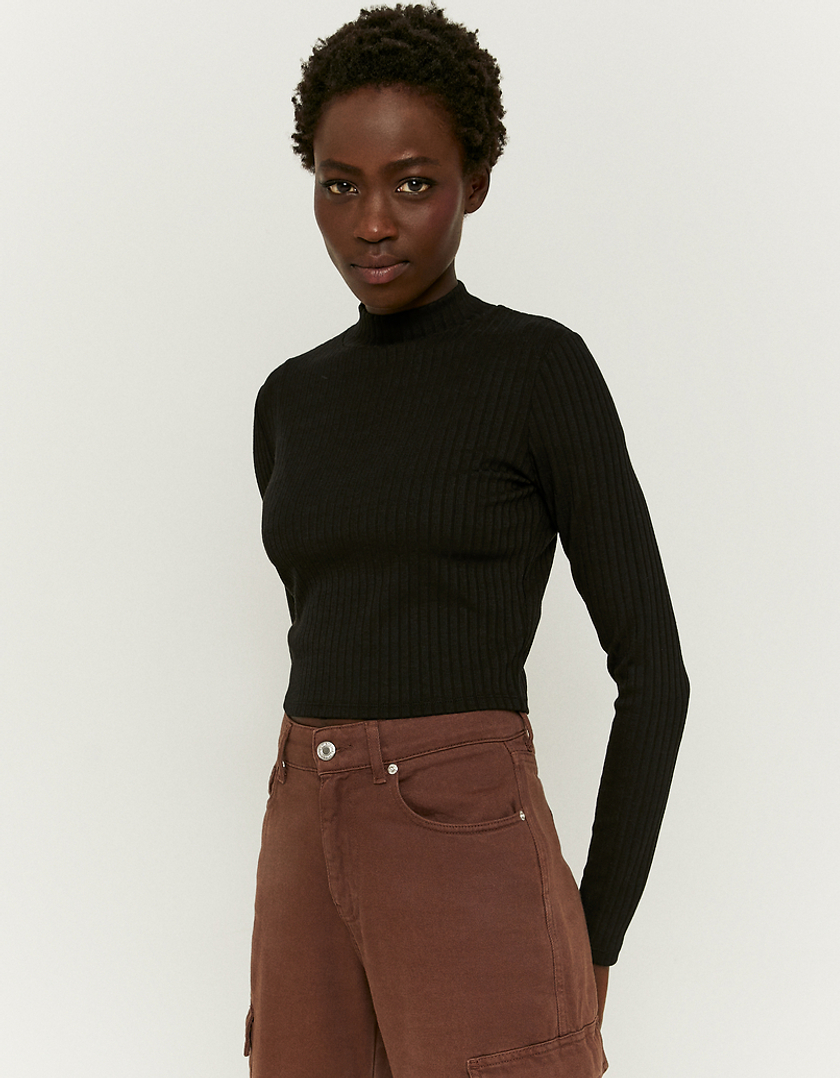 TALLY WEiJL, Μπλούζα Cropped Basic Μαύρη for Women