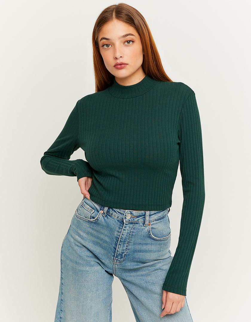 TALLY WEiJL, Green Cropped Basic T-shirt for Women